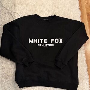 White fox  Black Crewneck Sweatshirt